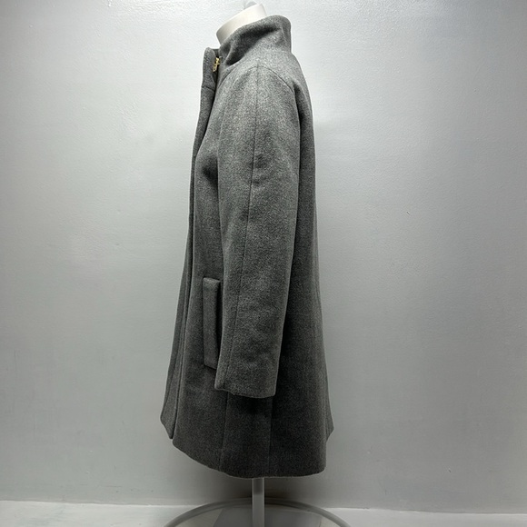 J Crew City Coat Peacoat Jacket Wool Funnel Neck Full Zip Pockets Gray Size 8 - Picture 6 of 9